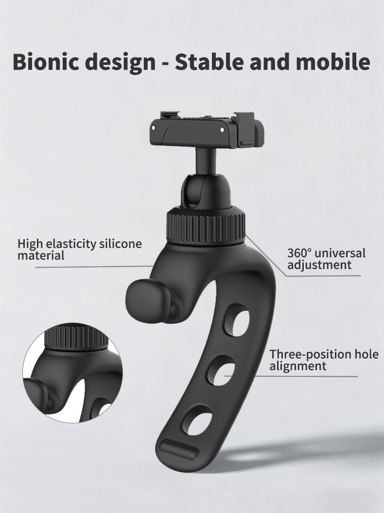 Black flexible strap mount with an adjustable ball head