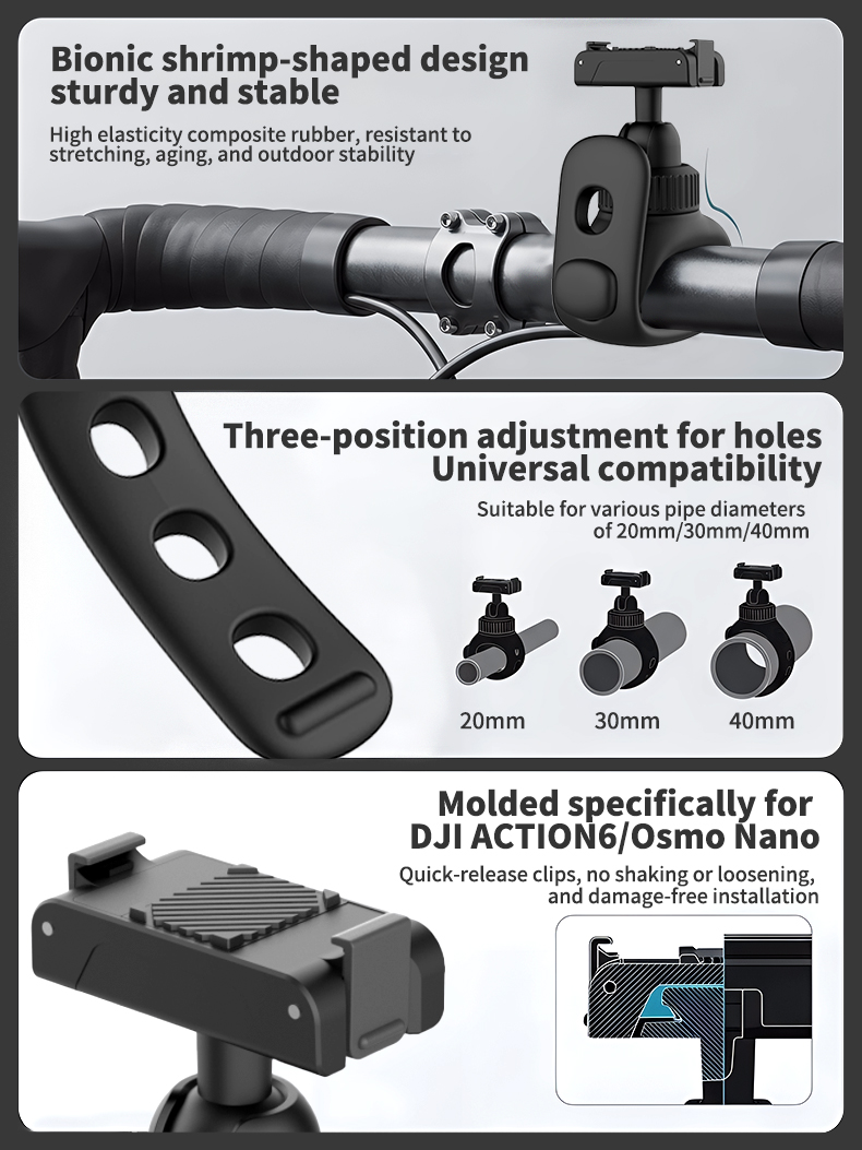 Strap adjustment holes and camera attachment details