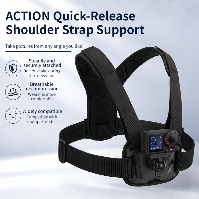 JOREVANO JV-CS01 quick-release action camera shoulder strap support, front view